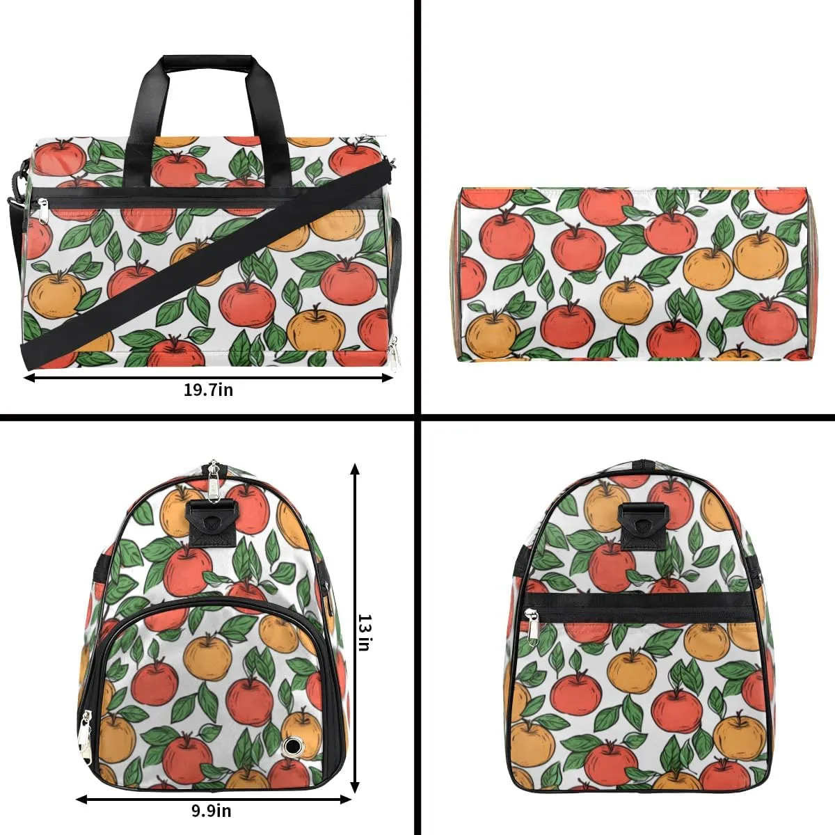 Red Apples Pattern Sport Gym Bag for Women Men with Shoes Compartment & Wet Pocket, Travel Duffel Bag Sport Gym Tote Bags Swimming Yoga Ballet Weekend Overnight Bag Carry on Bag for Airplane