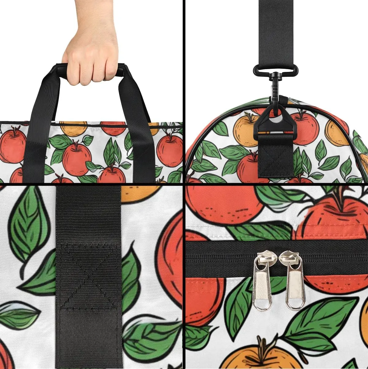 Red Apples Pattern Sport Gym Bag for Women Men with Shoes Compartment & Wet Pocket, Travel Duffel Bag Sport Gym Tote Bags Swimming Yoga Ballet Weekend Overnight Bag Carry on Bag for Airplane