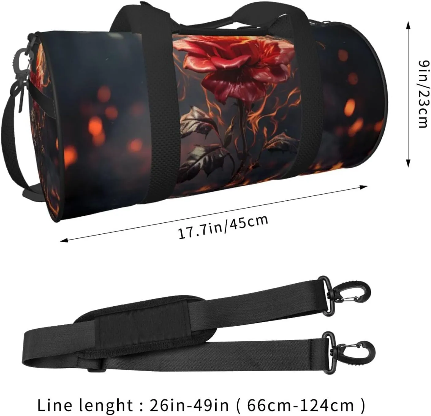 Red Flowers Burning Travel Duffle Bag for Men Women Sport Gym Bag Foldable Weekender Bag Carry on Overnight Bag for Travel Swimming Basketball