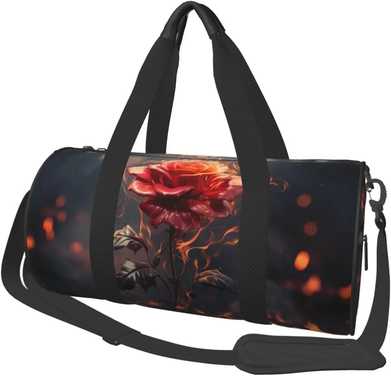 Red Flowers Burning Travel Duffle Bag for Men Women Sport Gym Bag Foldable Weekender Bag Carry on Overnight Bag for Travel Swimming Basketball