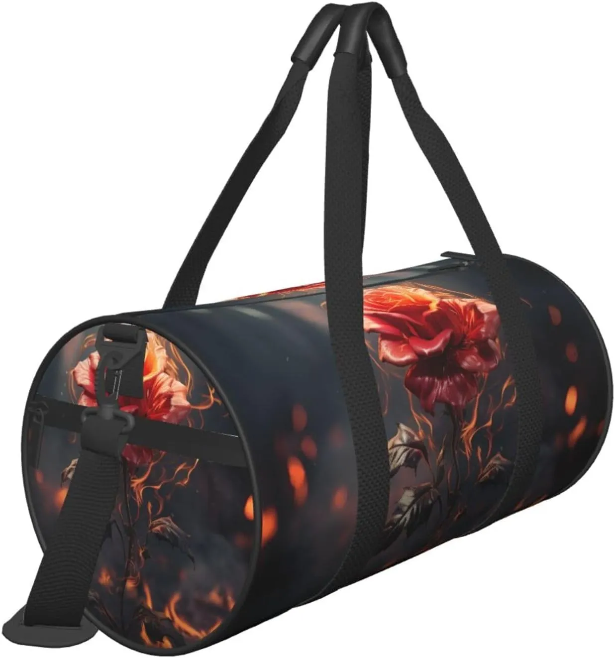 Red Flowers Burning Travel Duffle Bag for Men Women Sport Gym Bag Foldable Weekender Bag Carry on Overnight Bag for Travel Swimming Basketball