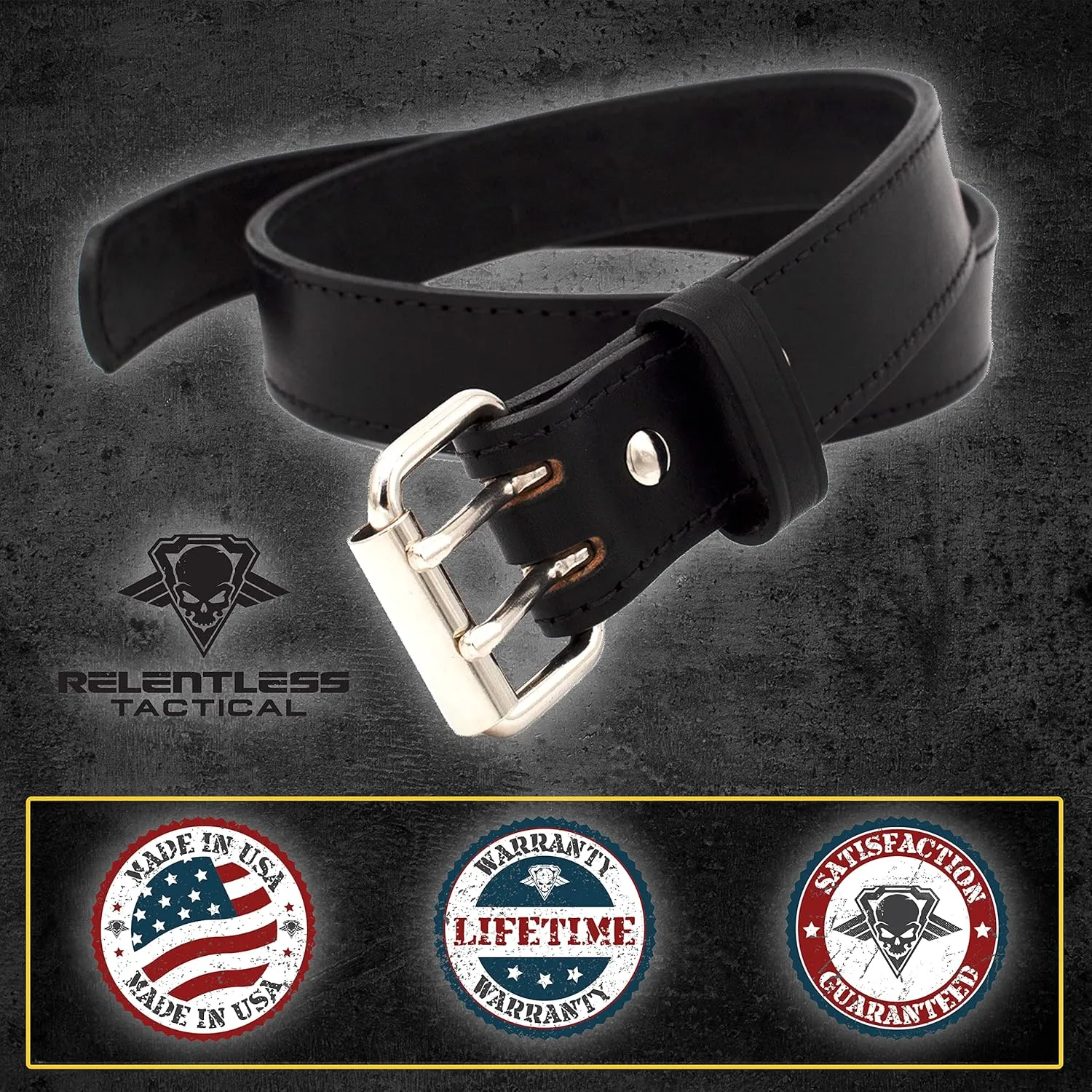 Relentless Tactical The Ultimate Gun Belt | Made in USA | Concealed Carry Belt/CCW Leather Gun Belt for Men