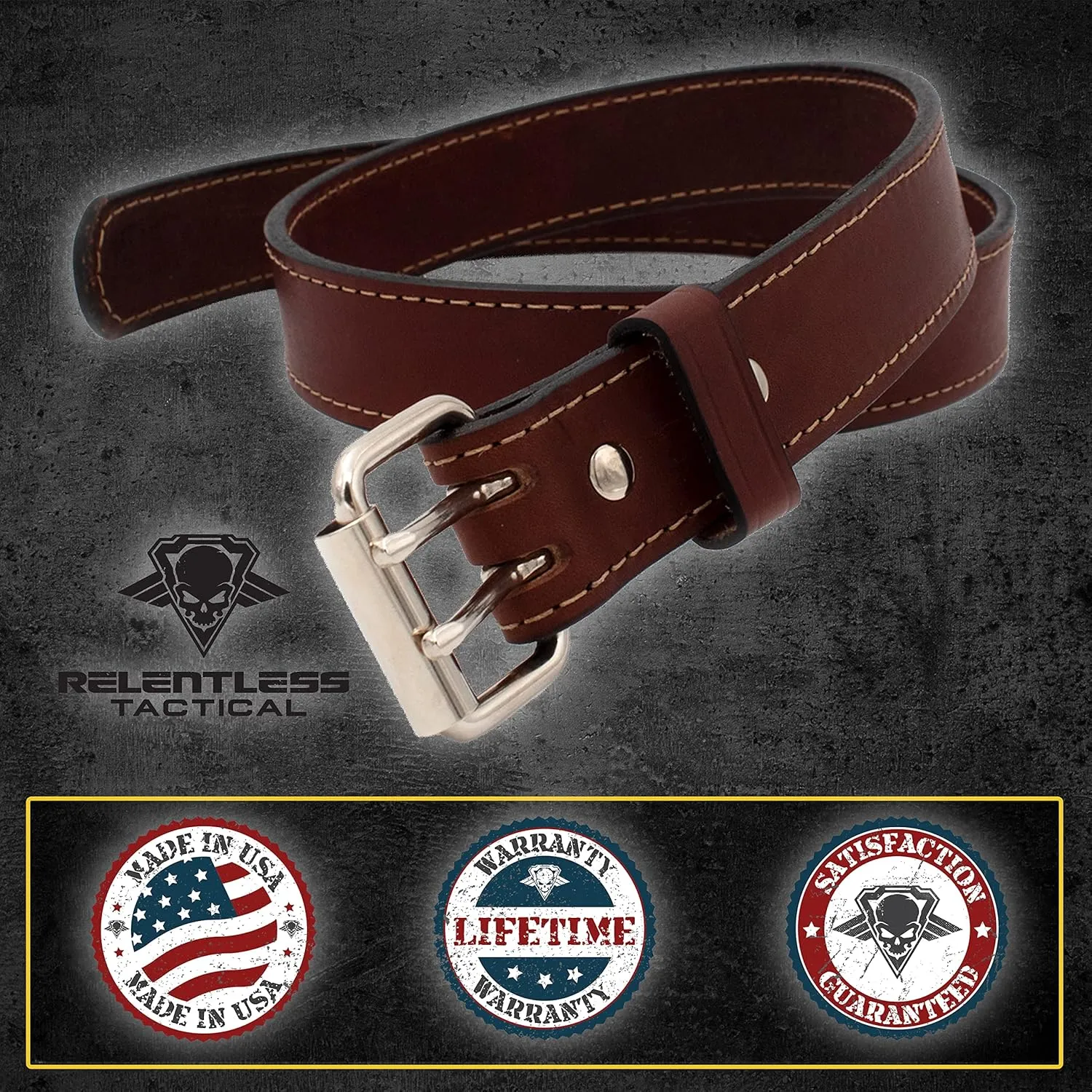 Relentless Tactical The Ultimate Gun Belt | Made in USA | Concealed Carry Belt/CCW Leather Gun Belt for Men