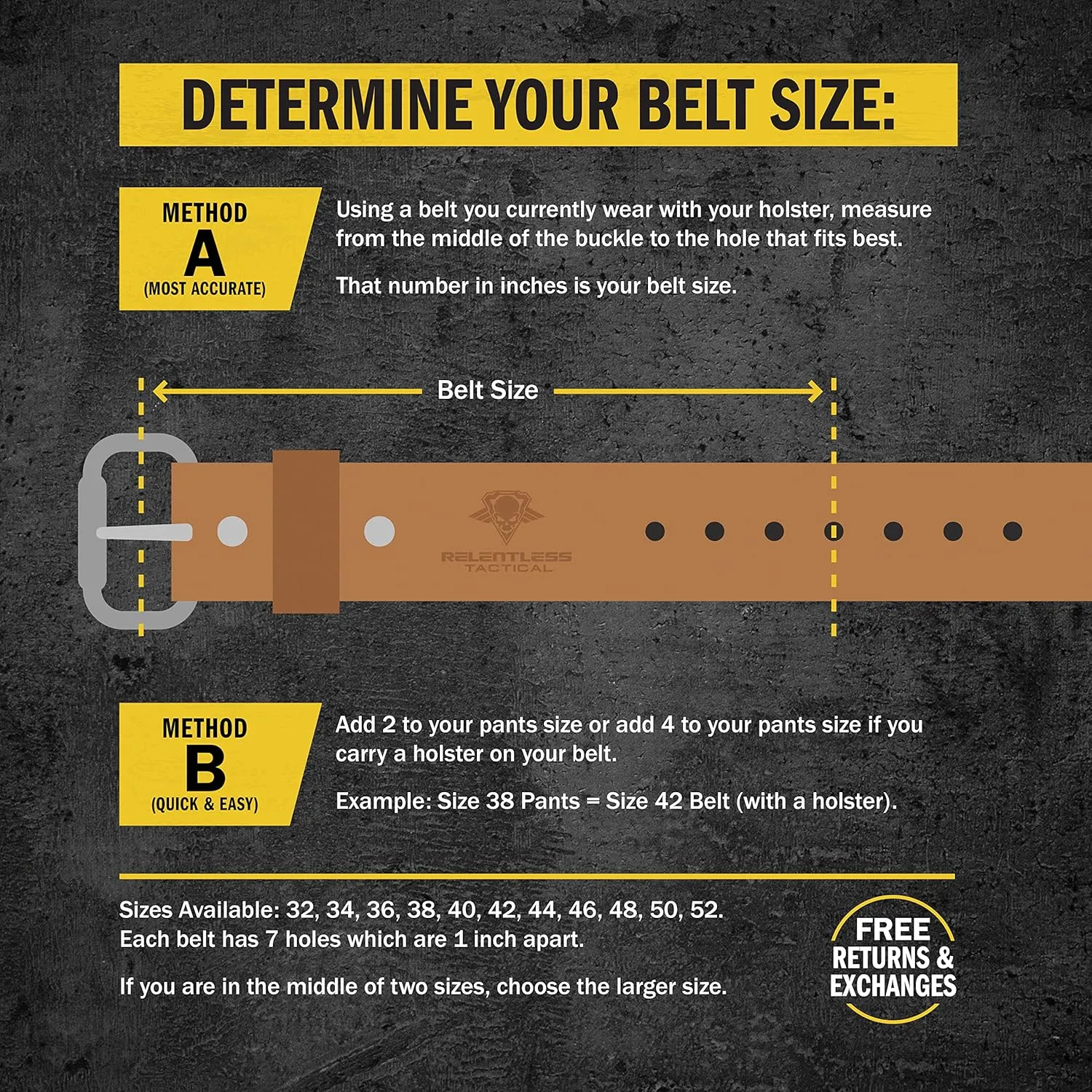 Relentless Tactical The Ultimate Gun Belt | Made in USA | Concealed Carry Belt/CCW Leather Gun Belt for Men