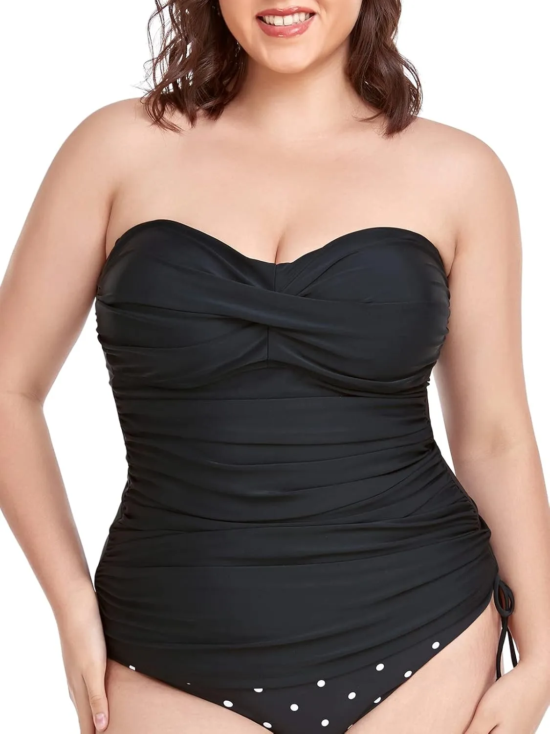 RELLECIGA Women's Ruched Tankini Top