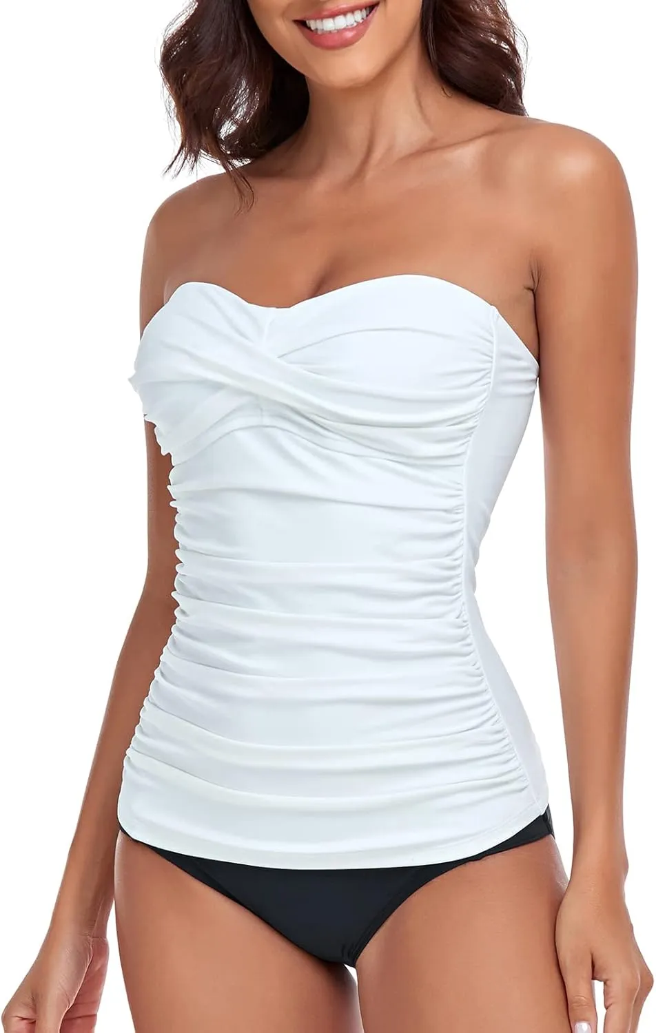 RELLECIGA Women's Ruched Tankini Top