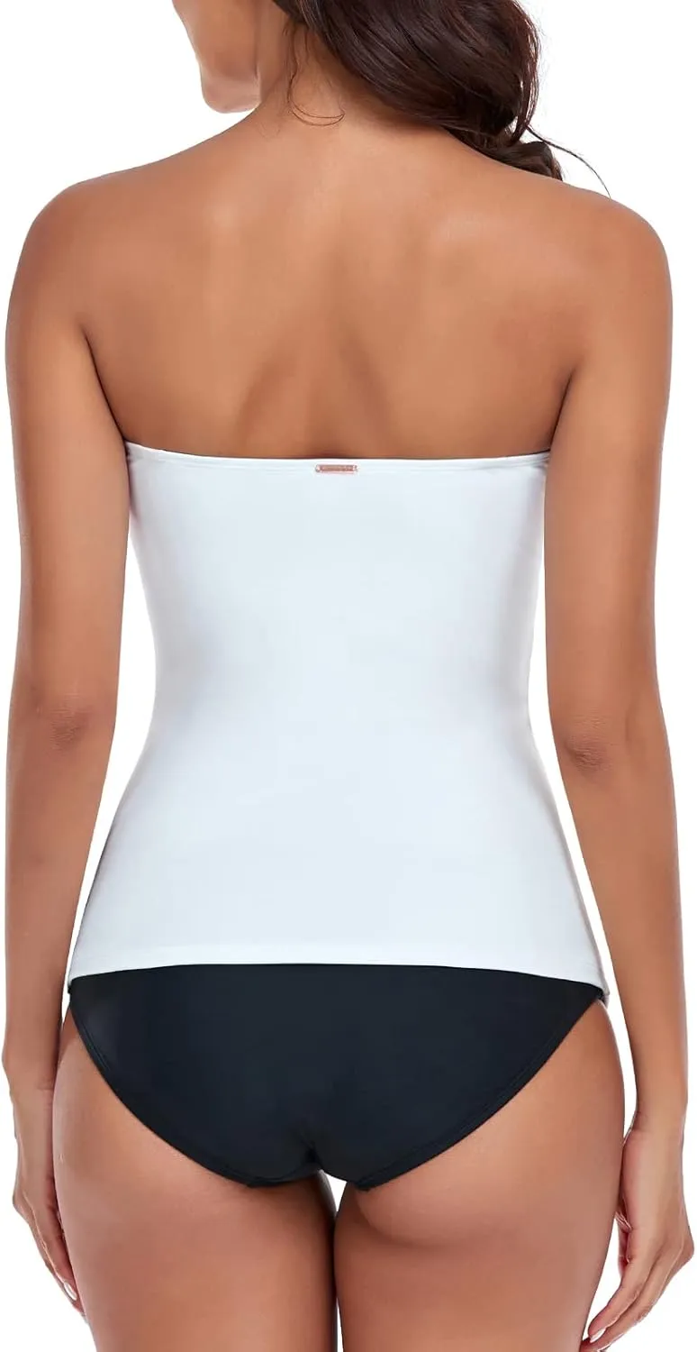 RELLECIGA Women's Ruched Tankini Top