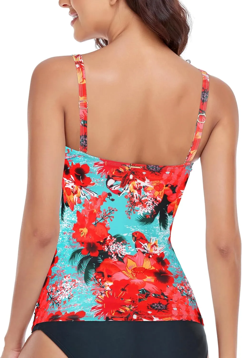 RELLECIGA Women's Ruched Tankini Top