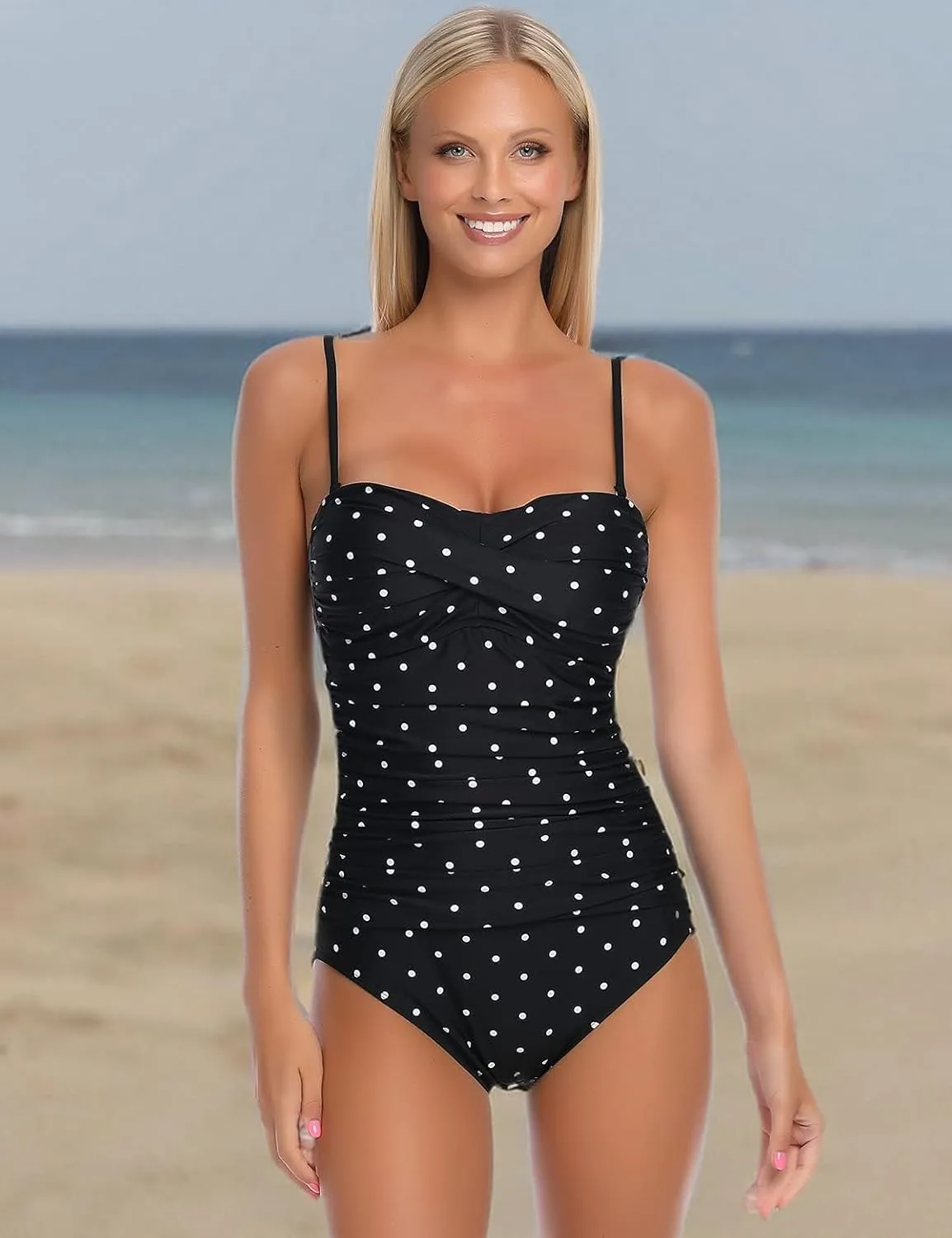 RELLECIGA Women's Strapless One Piece Swimsuit