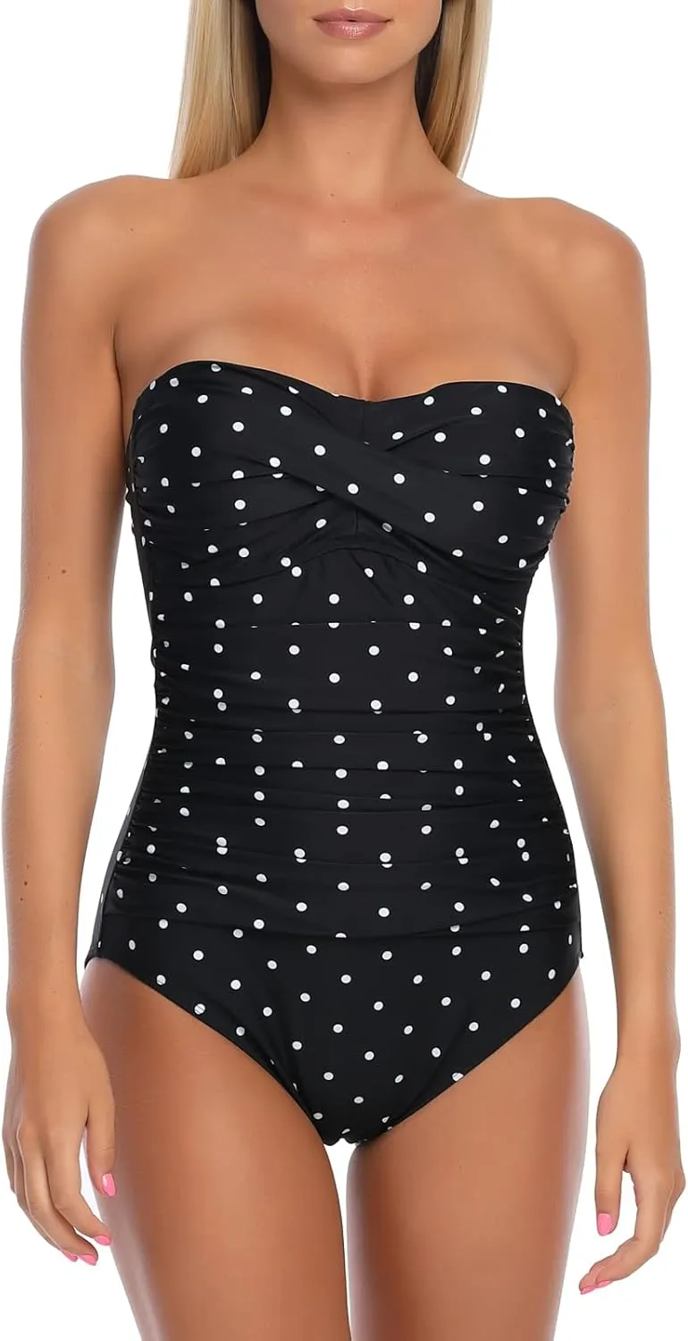 RELLECIGA Women's Strapless One Piece Swimsuit