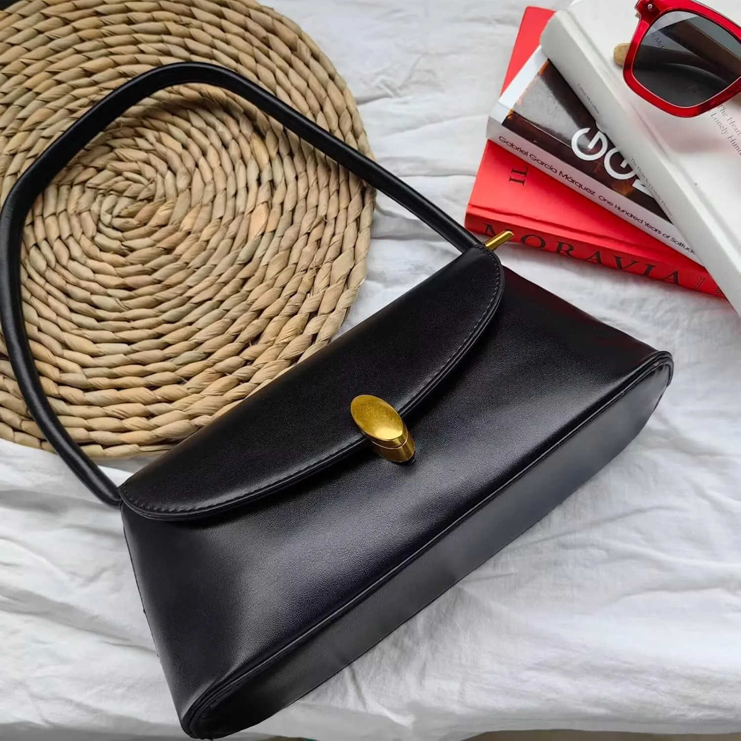 Retro Shoulder Bag for Women, Leather Small Tote Handbag Hobo Cute Clutch Shoulder Purse, Vantage Design