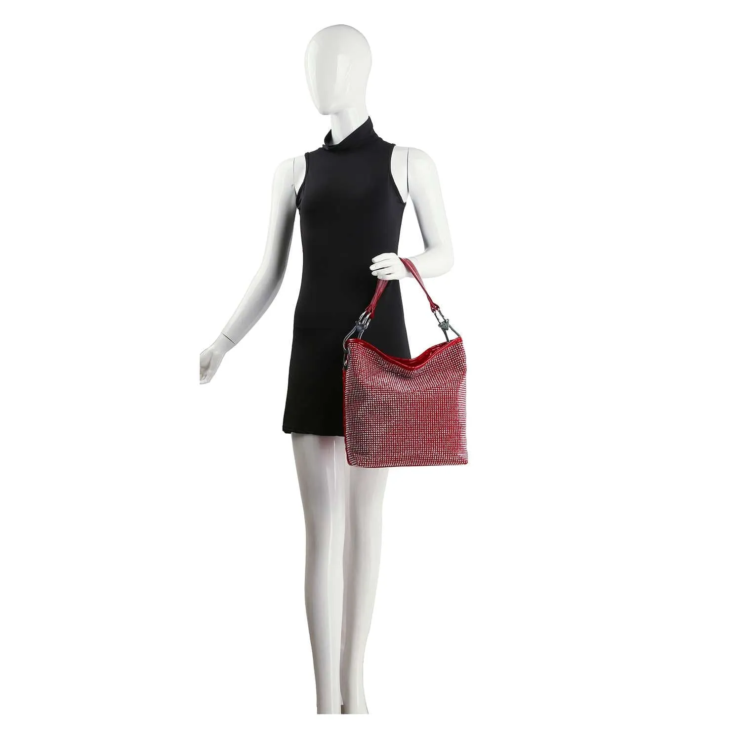 Rhinestone Covered Tall Hobo Handbag