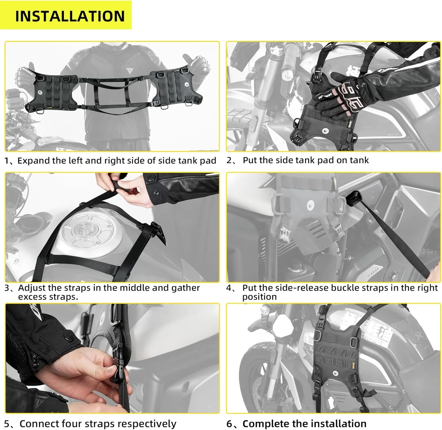 Rhinowalk Motorcycle Tank Side Bag/Motorcycle Front Load Universal Saddle Bag Mounting Base