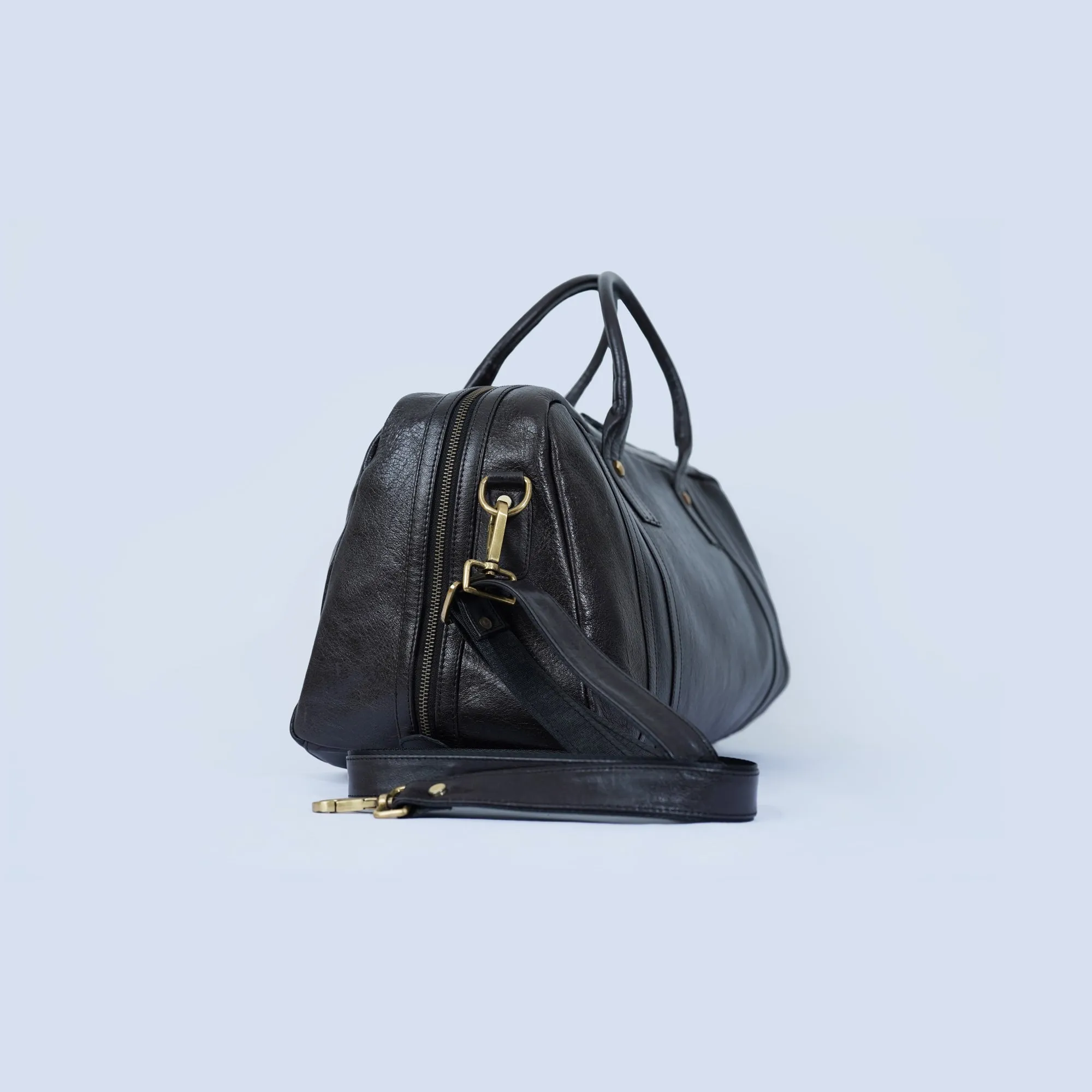 Riccardo Italian Leather Duffel - Black