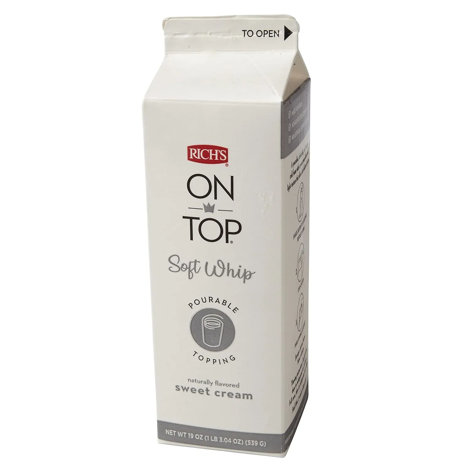 Rich's On Top®, Soft Whip Topping, Naturally Flavored Sweet Cream, Frozen, 12 Pack, 19 Ounce Cartons