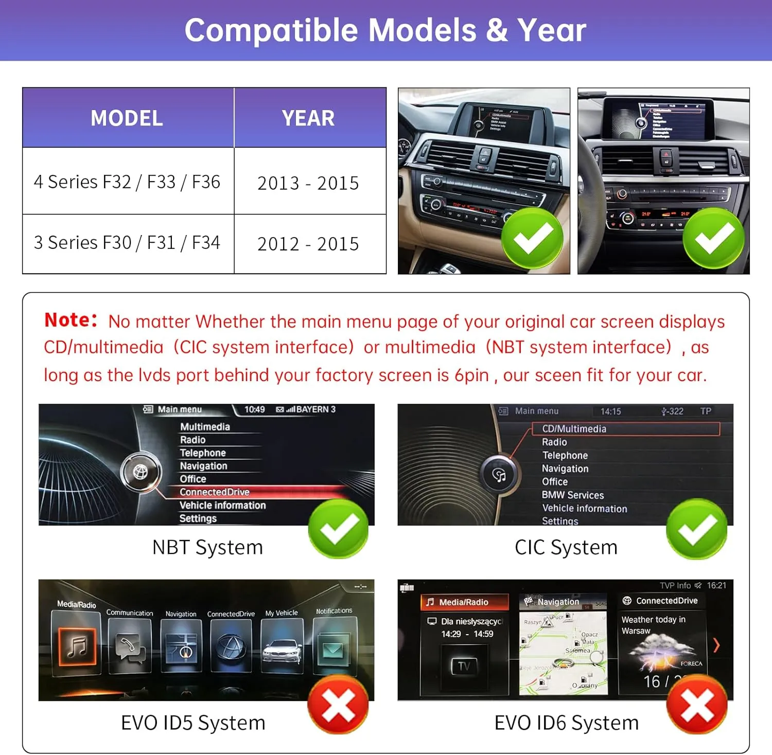 Road Top 10.25 Inch Touchscreen Wireless CarPlay Android Auto for BMW 3/4 Series F30/F31/F32/F33/F34/F36 2012-2015 Years with NBT System, Car Stereo Multimedia Car Radio Receiver