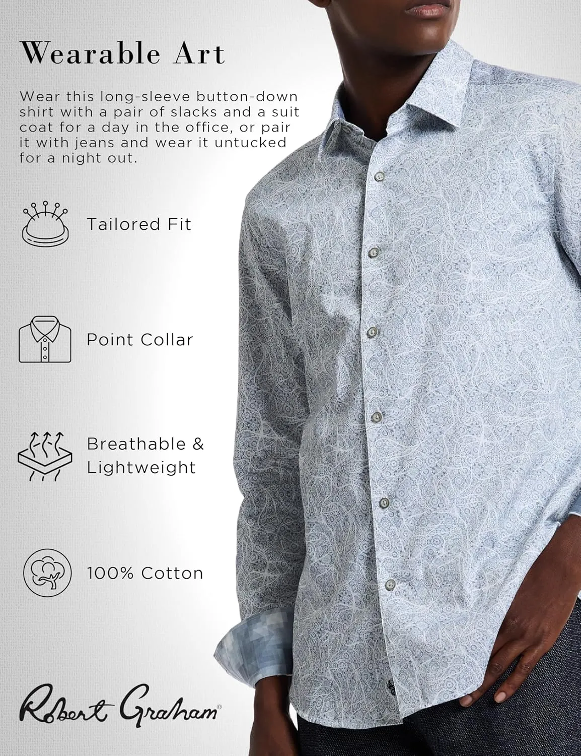 Robert Graham Mens Stelvio Long Sleeve Button Down Woven Shirt