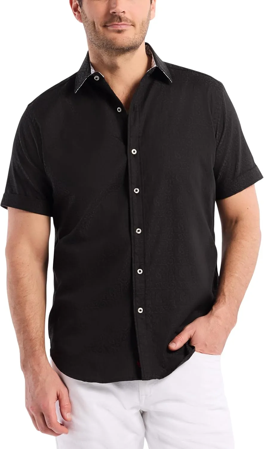 Robert Graham Mens Windsor 2 Short Sleeve Woven Button Down Shirt