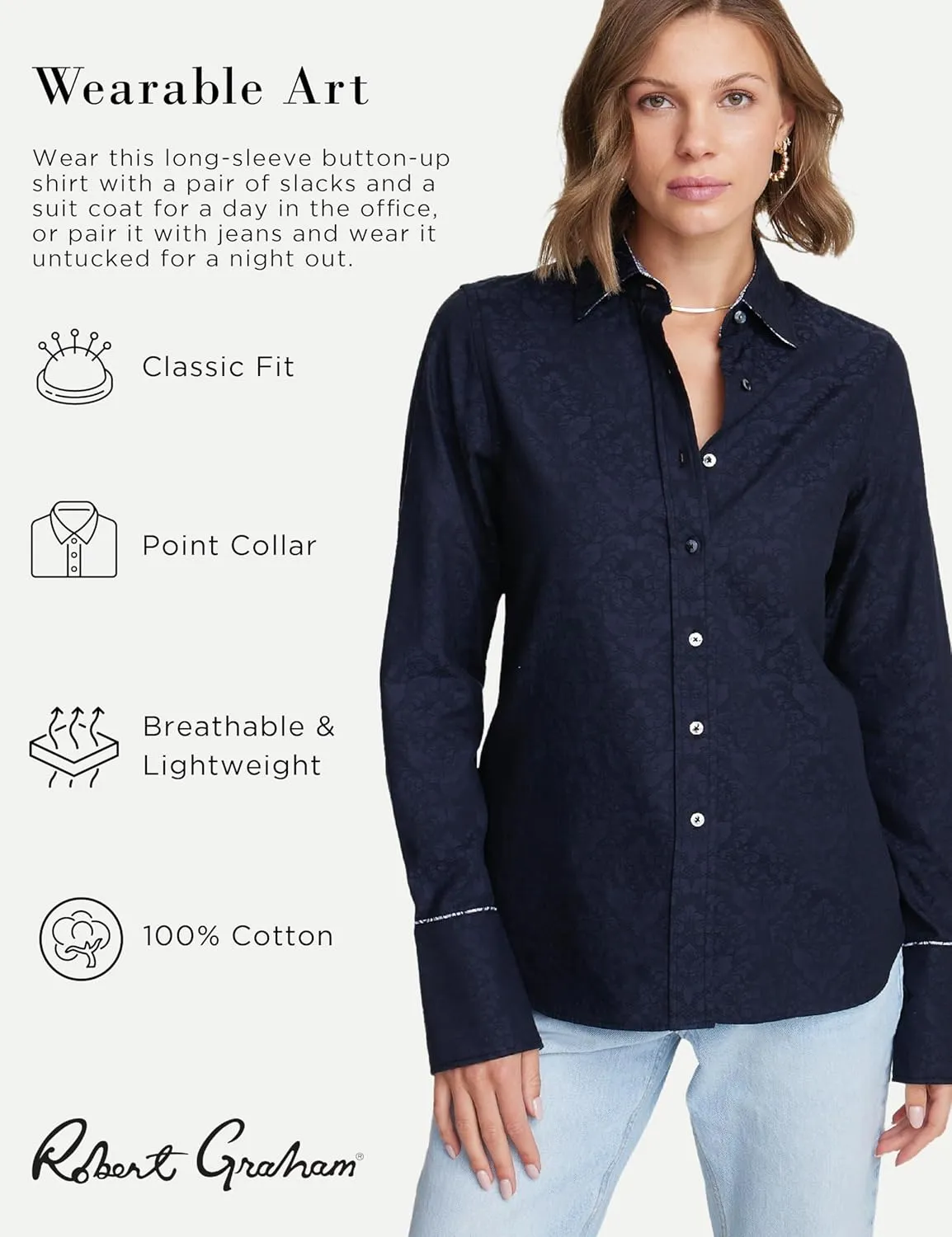 Robert Graham Womens Priscilla Long Sleeve Woven Button Down Shirt