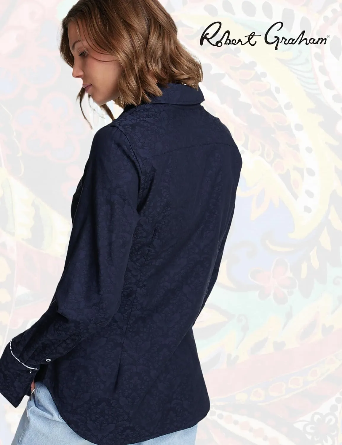 Robert Graham Womens Priscilla Long Sleeve Woven Button Down Shirt