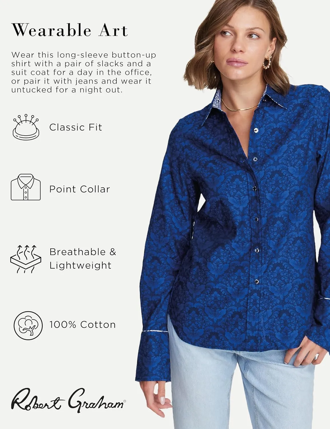 Robert Graham Womens Priscilla Long Sleeve Woven Button Down Shirt