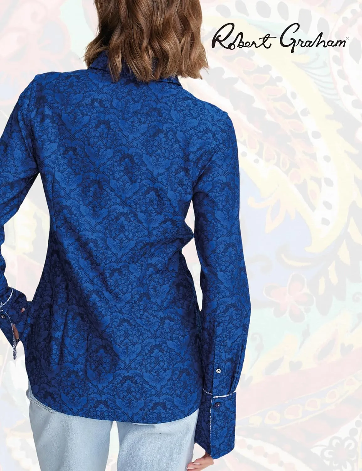 Robert Graham Womens Priscilla Long Sleeve Woven Button Down Shirt