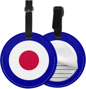 Round British RAF Royal Air Force Round Leather Luggage Tags for Travel Bags Backpacks Handbags,3.7in