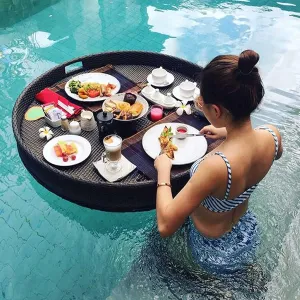 Round Tray, Floating Breakfast Tray, Used for Hotel Water Baskets, Open-air Afternoon Tea Tray