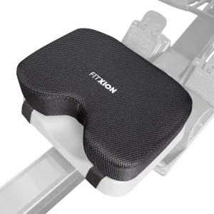 Rowing Machine Seat Cushion – Ergonomic Tail Bone Comfort Memory Foam Pad for Concept 2, Water Rower, Peloton or Recumbent Bike. Anti-Slip Base, Buckled Straps for Indoor Rowing Workouts