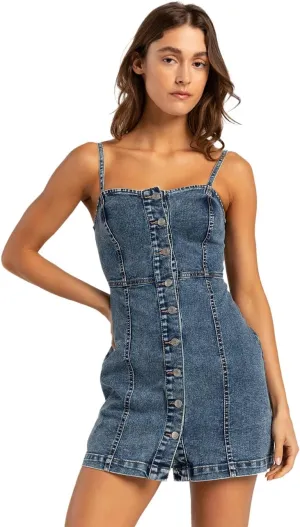 Rsq Womens Button Front Denim Dress