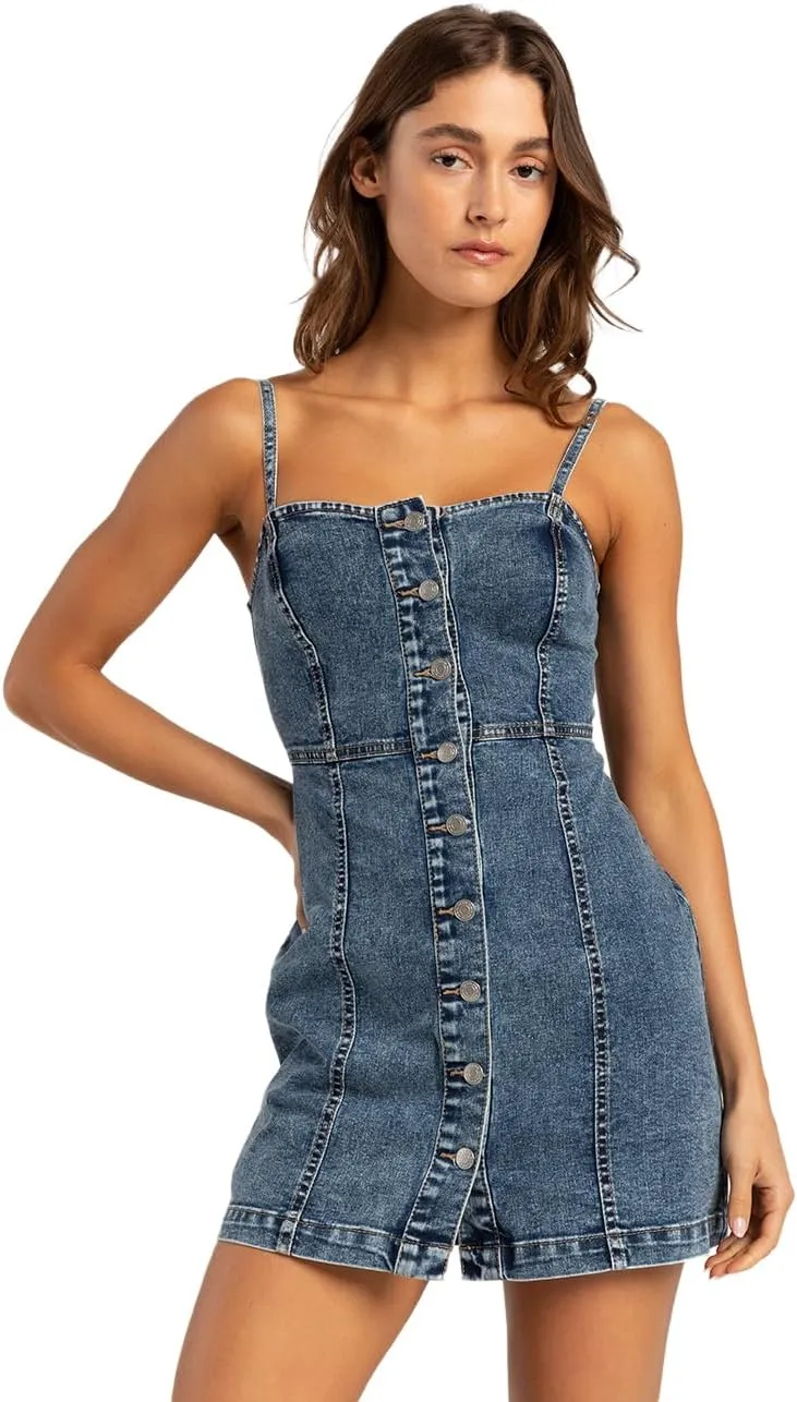 Rsq Womens Button Front Denim Dress