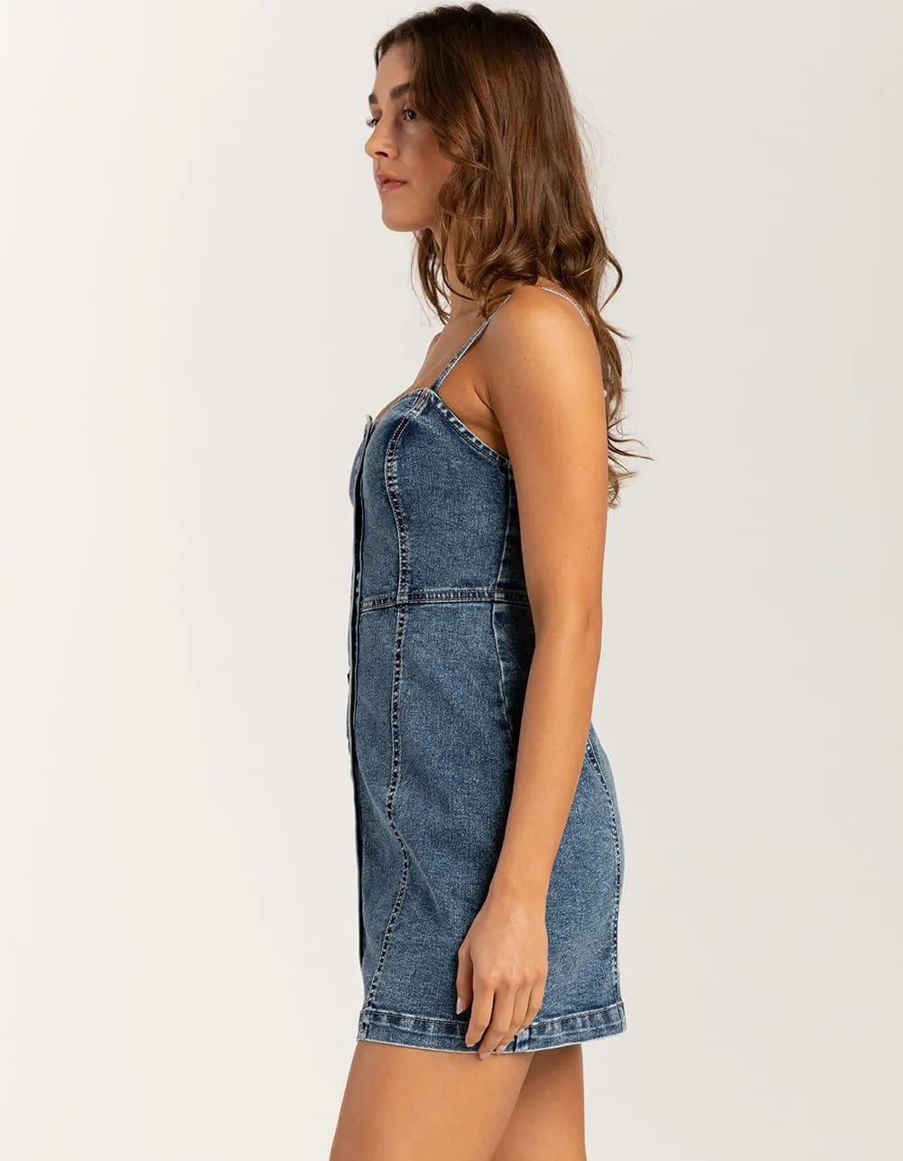 Rsq Womens Button Front Denim Dress