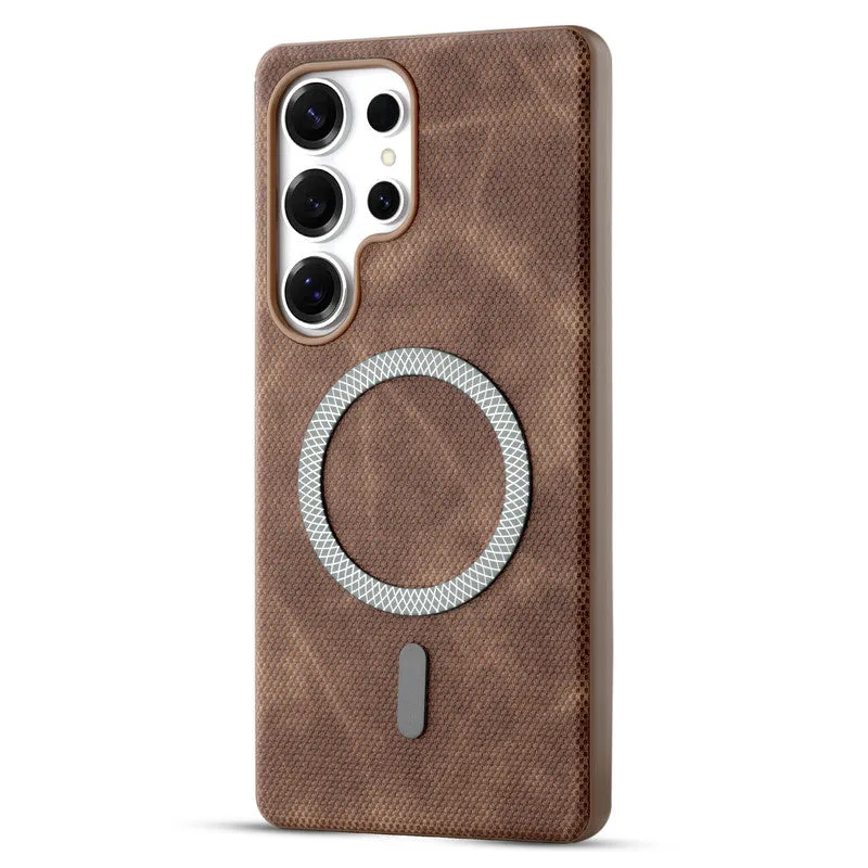 Rugged Vintage Look Back Case For Samsung S23 Ultra 5G With Magnetic Charging Compatible with MagSafe