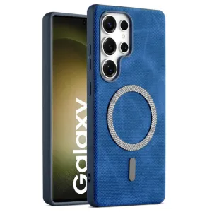 Rugged Vintage Look Back Case For Samsung S23 Ultra 5G With Magnetic Charging Compatible with MagSafe
