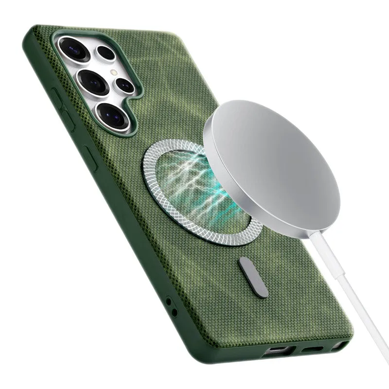 Rugged Vintage Look Back Case For Samsung S23 Ultra 5G With Magnetic Charging Compatible with MagSafe