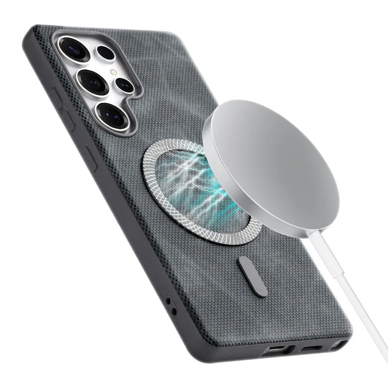 Rugged Vintage Look Back Case For Samsung S23 Ultra 5G With Magnetic Charging Compatible with MagSafe