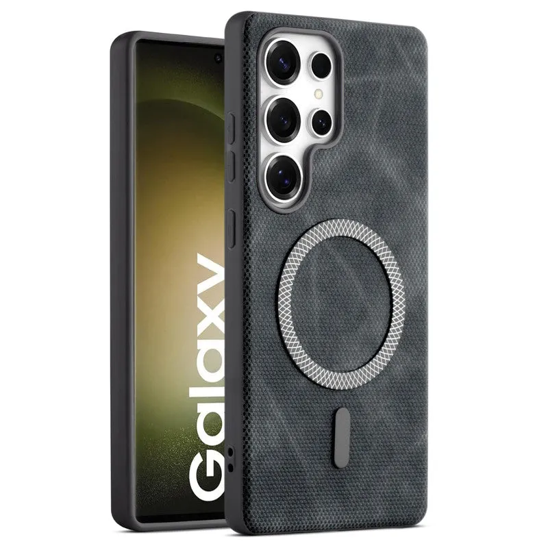 Rugged Vintage Look Back Case For Samsung S23 Ultra 5G With Magnetic Charging Compatible with MagSafe