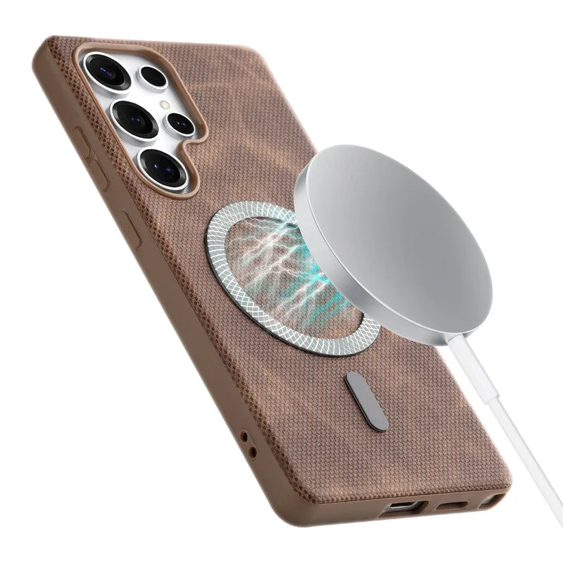 Rugged Vintage Look Back Case For Samsung S23 Ultra 5G With Magnetic Charging Compatible with MagSafe