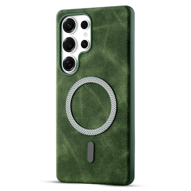 Rugged Vintage Look Back Case For Samsung S23 Ultra 5G With Magnetic Charging Compatible with MagSafe