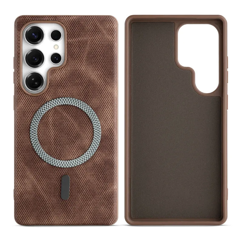 Rugged Vintage Look Back Case For Samsung S23 Ultra 5G With Magnetic Charging Compatible with MagSafe