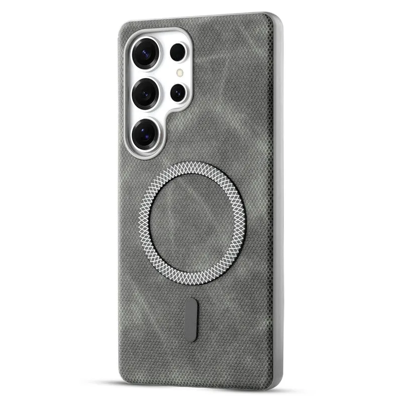 Rugged Vintage Look Back Case For Samsung S23 Ultra 5G With Magnetic Charging Compatible with MagSafe