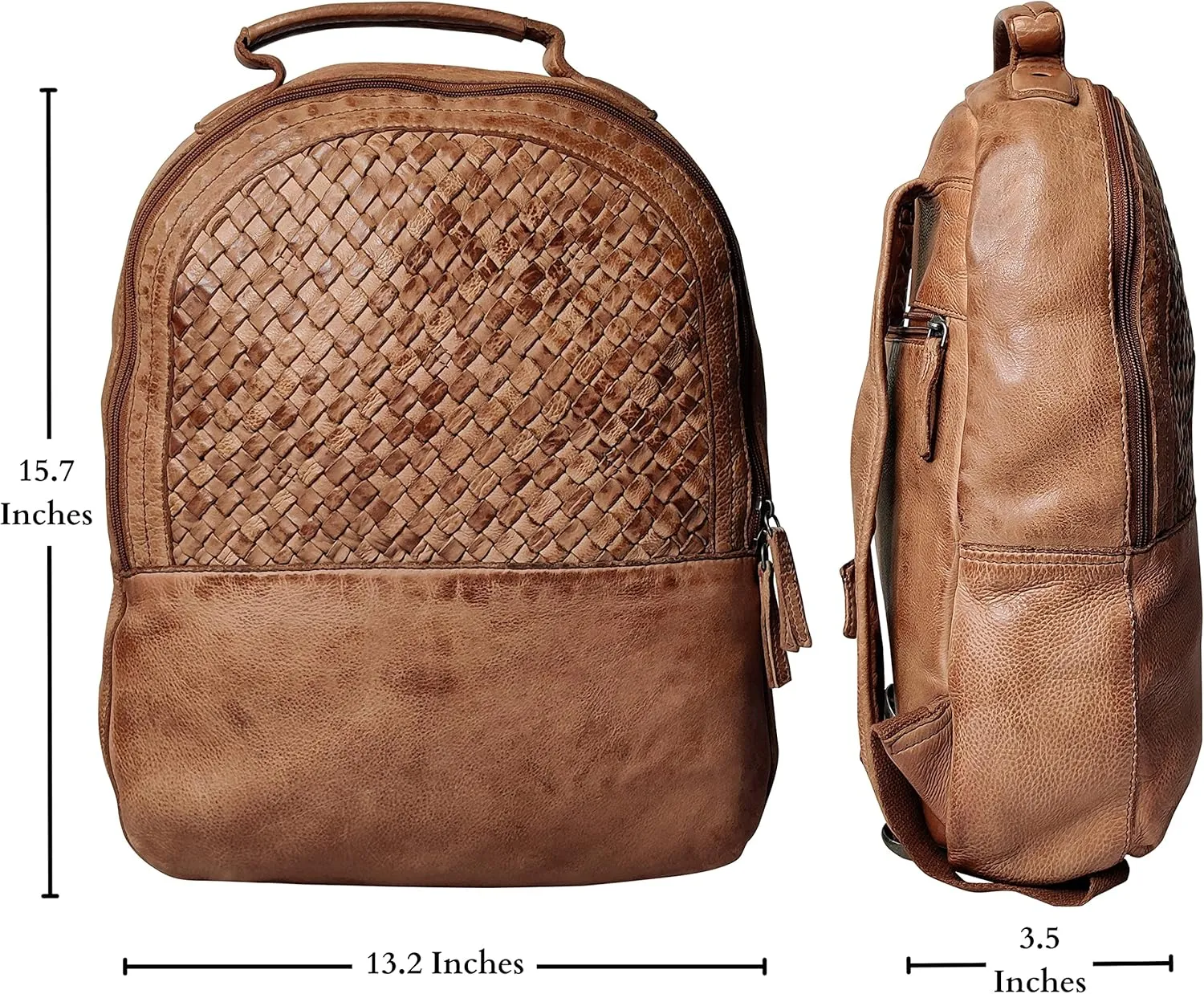 RUSTIC TOWN Leather Backpack Purse for Women - Washed Leather Multipurpose Laptop Handbag, College Bookbag Camping Daypack Fashion Shoulder Travel Bag