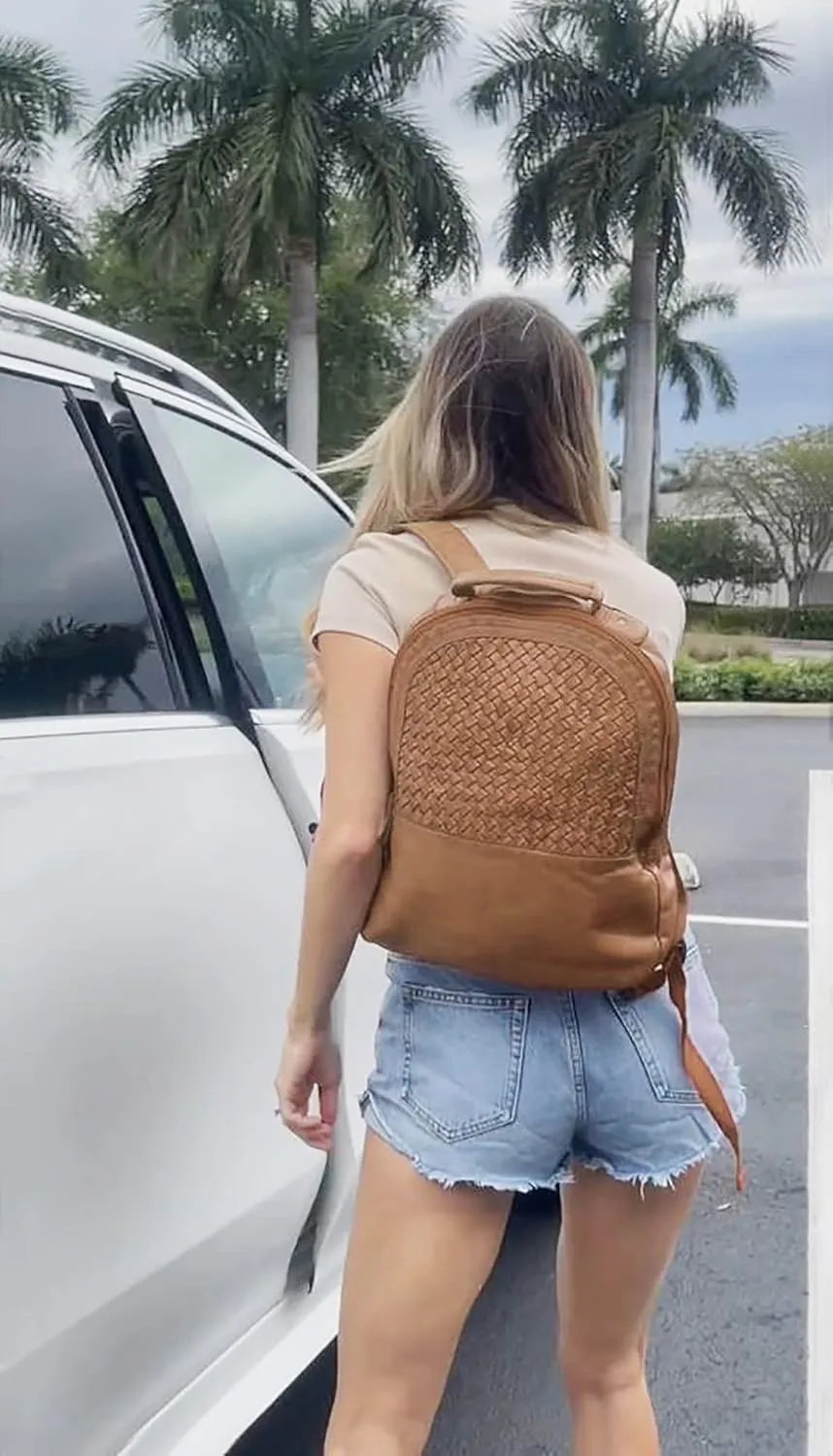 RUSTIC TOWN Leather Backpack Purse for Women - Washed Leather Multipurpose Laptop Handbag, College Bookbag Camping Daypack Fashion Shoulder Travel Bag