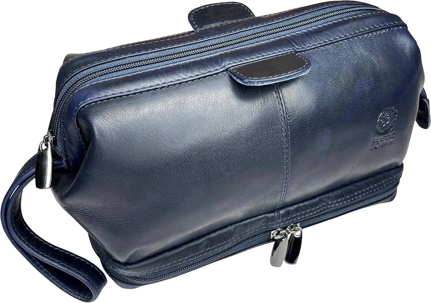 RUSTIC TOWN Leather Toiletry Bag for Men - Travel Shaving Dopp Kit - Bathroom Shower Toiletries Organizer - Cosmetic Makeup Bag for Women