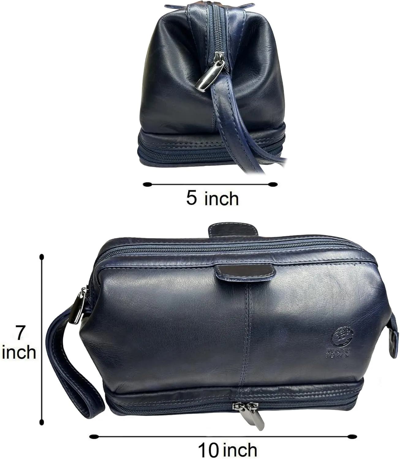 RUSTIC TOWN Leather Toiletry Bag for Men - Travel Shaving Dopp Kit - Bathroom Shower Toiletries Organizer - Cosmetic Makeup Bag for Women