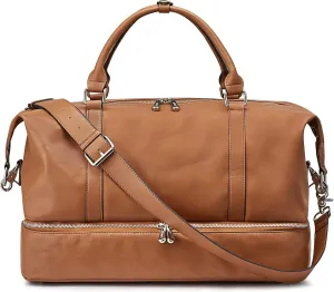S-ZONE Weekender Bags for Women and Men Travel Duffel Bags with Shoe Compartment Overnight Carry on Duffle Tote Bag