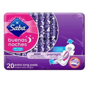Saba Maxi Overnight w.wings 12 units (20 ct/unit) From Mexmax INC.
