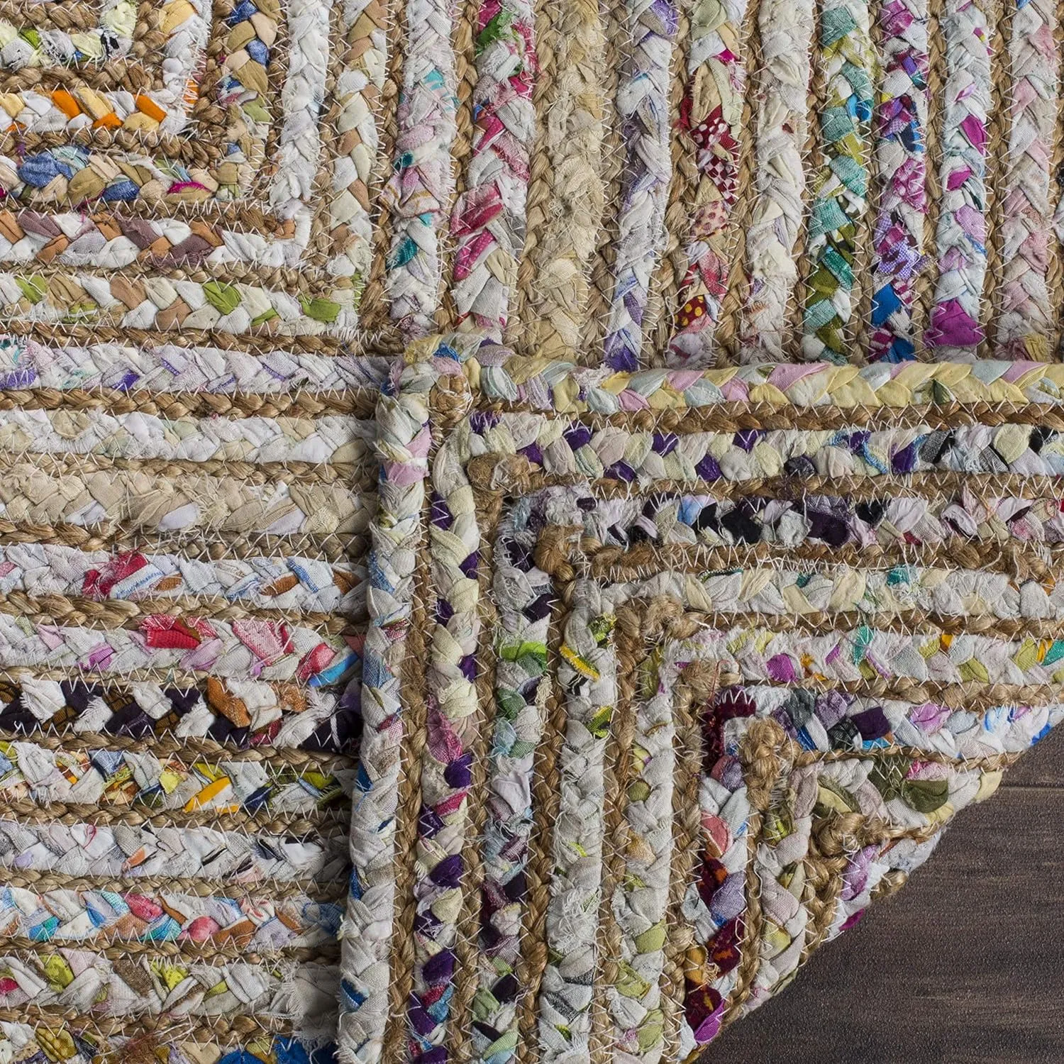 SAFAVIEH Cape Cod Collection Area Rug - 5' x 8', Beige & Multi, Handmade Boho Braided Jute & Cotton, Ideal for High Traffic Areas in Living Room, Bedroom (CAP202B)