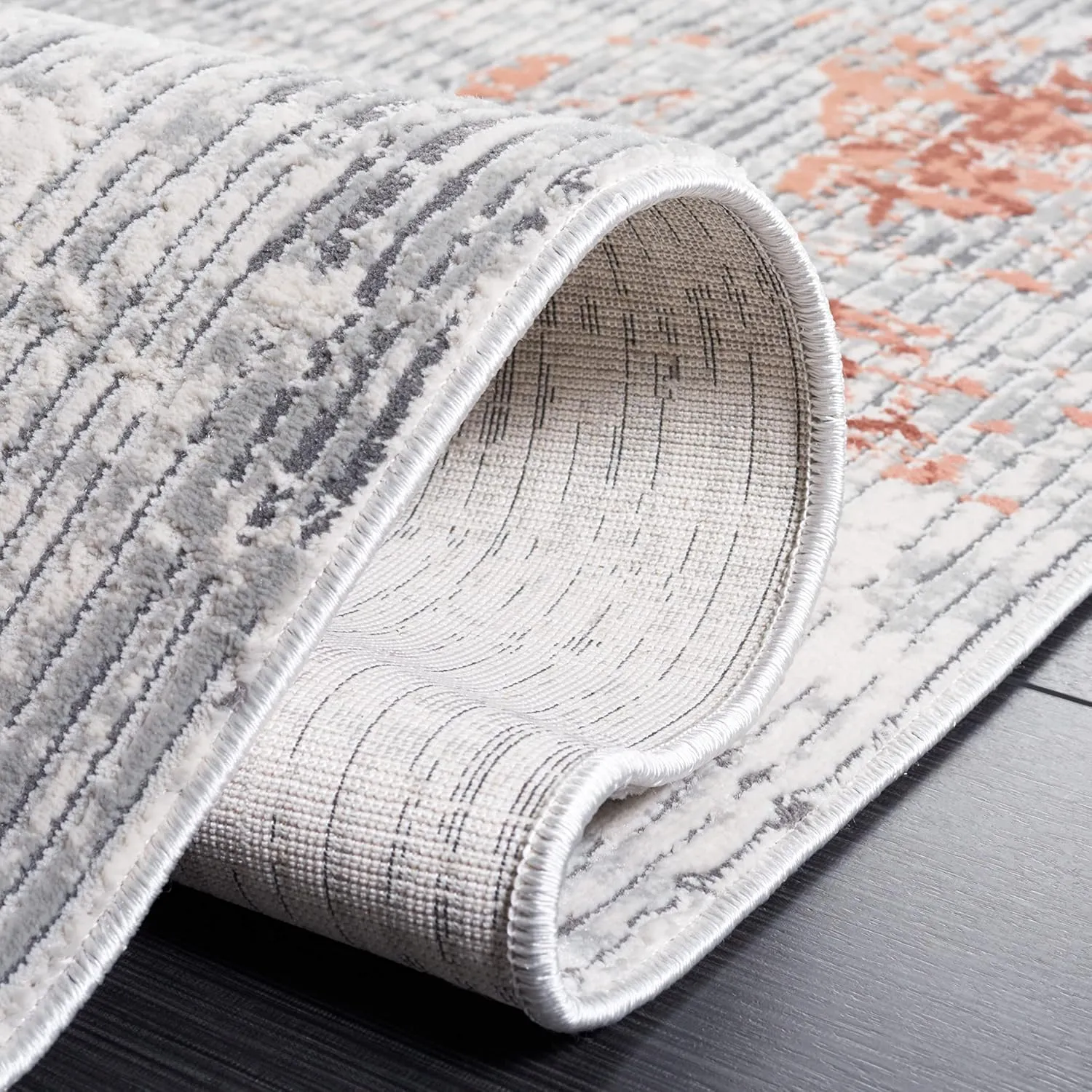 SAFAVIEH Invista Collection 6'7" Round Grey / Light Grey INV517F Modern Abstract Entryway Foyer Living Room Bedroom Kitchen Area Rug