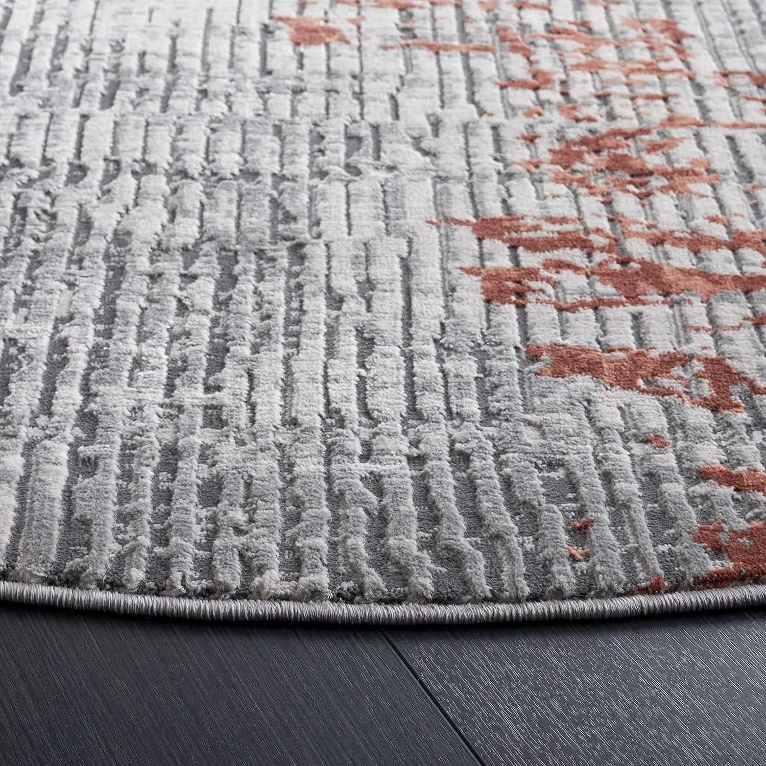 SAFAVIEH Invista Collection 6'7" Round Grey / Light Grey INV517F Modern Abstract Entryway Foyer Living Room Bedroom Kitchen Area Rug